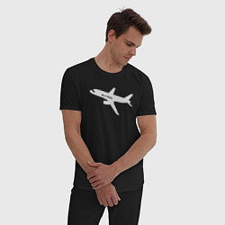 Пижама хлопковая мужская Superjet-100 белый, цвет: черный — фото 2