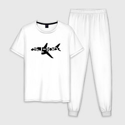 Пижама хлопковая мужская Черный облик Superjet-100 с названием, цвет: белый