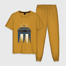 Пижама хлопковая мужская Light tardis, цвет: горчичный