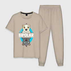 Пижама хлопковая мужская Биполярный медведь, цвет: миндальный