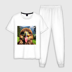 Мужская пижама Забавный орел с высунутым языком в горах