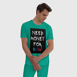 Пижама хлопковая мужская Нужны деньги на BMW, цвет: зеленый — фото 2