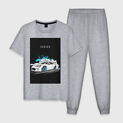 Пижама хлопковая мужская Subaru авто, цвет: меланж