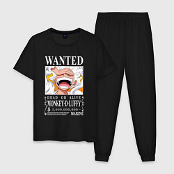 Пижама хлопковая мужская Monkey D Luffy - wanted, цвет: черный