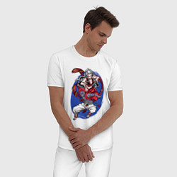 Пижама хлопковая мужская Клинок рассекающий демонов Акадза Даки Высшие Луны, цвет: белый — фото 2