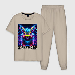 Пижама хлопковая мужская Nightmare - Pikachu, цвет: миндальный