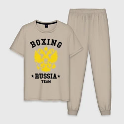 Пижама хлопковая мужская Boxing Russia Team, цвет: миндальный