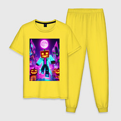 Мужская пижама Neon halloween and Minecraft - collaboration