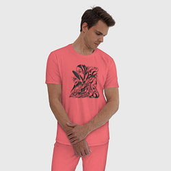 Пижама хлопковая мужская Гармоничные линии природы, цвет: коралловый — фото 2
