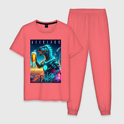 Мужская пижама Дино с кружкой пива в Мегаполисе - нейроарт