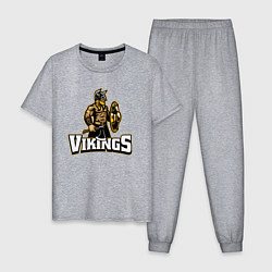 Пижама хлопковая мужская Vikings team, цвет: меланж