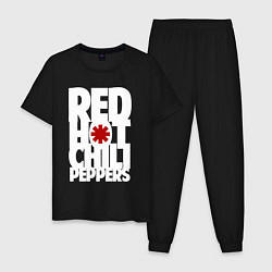 Пижама хлопковая мужская RHCP - title and logo, цвет: черный