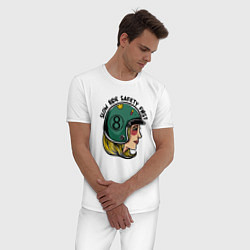 Пижама хлопковая мужская Безопасность - медленная езда, цвет: белый — фото 2