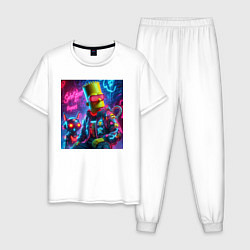 Мужская пижама Барт Симпсон с котом роботом - нейроарт