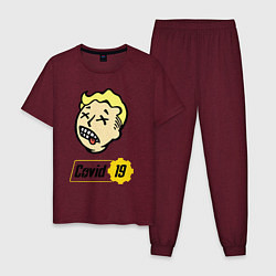 Пижама хлопковая мужская Vault boy - covid 19, цвет: меланж-бордовый