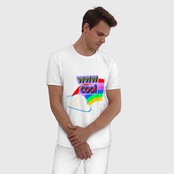 Пижама хлопковая мужская Rainbow Vibes, цвет: белый — фото 2