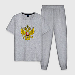 Пижама хлопковая мужская Герб РФ главный, цвет: меланж