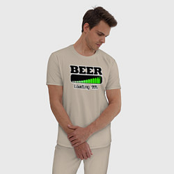 Пижама хлопковая мужская Beer loading, цвет: миндальный — фото 2