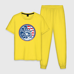 Пижама хлопковая мужская USA flag New York, цвет: желтый