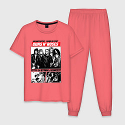Пижама хлопковая мужская Guns N Roses rock band, цвет: коралловый