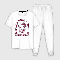 Мужская пижама Свинья в новогодней шапке