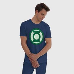 Пижама хлопковая мужская Green lantern logo, цвет: тёмно-синий — фото 2