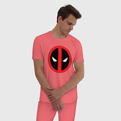 Пижама хлопковая мужская Deadpool logo, цвет: коралловый — фото 2