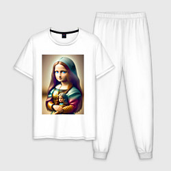 Мужская пижама Маленькая Мона Лиза в детстве с куклой - нейроарт