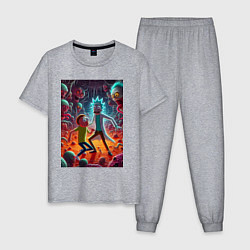 Мужская пижама Рик и Морти оказались в аду - неоновое свечение