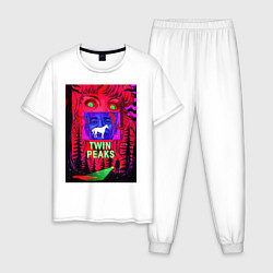 Пижама хлопковая мужская Загадка Лоры Палмер, цвет: белый