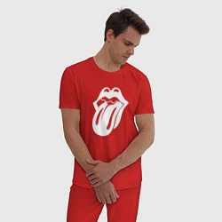 Пижама хлопковая мужская Rolling Stones - white logo, цвет: красный — фото 2