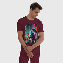 Пижама хлопковая мужская Rick and Morty are homeless people from New York, цвет: меланж-бордовый — фото 2
