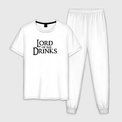 Пижама хлопковая мужская Lord of the drinks logo, цвет: белый
