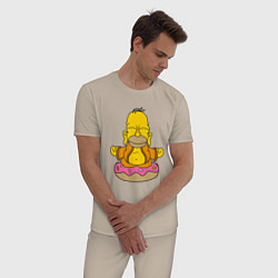 Пижама хлопковая мужская Homer yoga, цвет: миндальный — фото 2