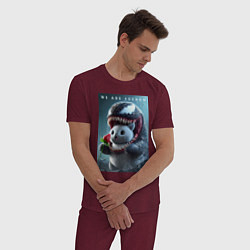Пижама хлопковая мужская Kitten-Venom meme, цвет: меланж-бордовый — фото 2