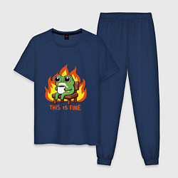 Пижама хлопковая мужская Frog - this is fine, цвет: тёмно-синий