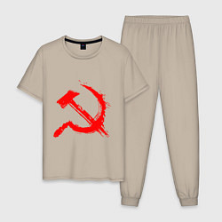 Пижама хлопковая мужская Sickle and hammer red paint, цвет: миндальный