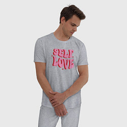 Пижама хлопковая мужская Self love, цвет: меланж — фото 2