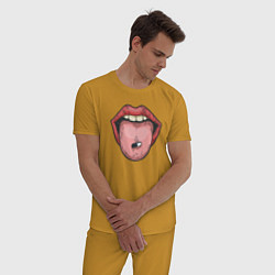 Пижама хлопковая мужская Lips vitamin, цвет: горчичный — фото 2