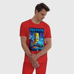 Пижама хлопковая мужская Cyber Bart Simpson - esport, цвет: красный — фото 2