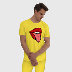 Пижама хлопковая мужская Girl lips, цвет: желтый — фото 2