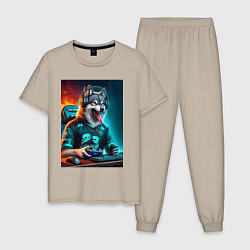 Мужская пижама Волчара кибер спортсмен - нейроарт