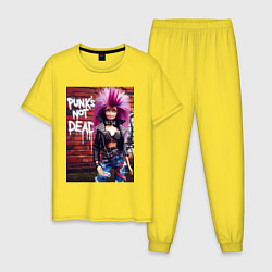 Мужская пижама Punks not dead - cool Barbie ai art