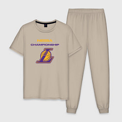 Пижама хлопковая мужская Lakers championship, цвет: миндальный