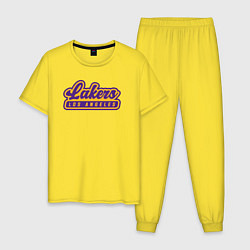 Пижама хлопковая мужская Basketball LA Lakers, цвет: желтый