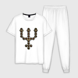 Пижама хлопковая мужская Astrological symbol planet neptune metal antique, цвет: белый