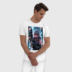 Пижама хлопковая мужская Наемник в стиле Cyberpunk, цвет: белый — фото 2