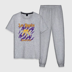 Пижама хлопковая мужская Basketball Lakers, цвет: меланж