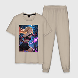 Пижама хлопковая мужская Марин Китагава косплей Fate stay night, цвет: миндальный
