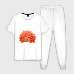 Пижама хлопковая мужская Сartoon monster fluffy orange, цвет: белый
